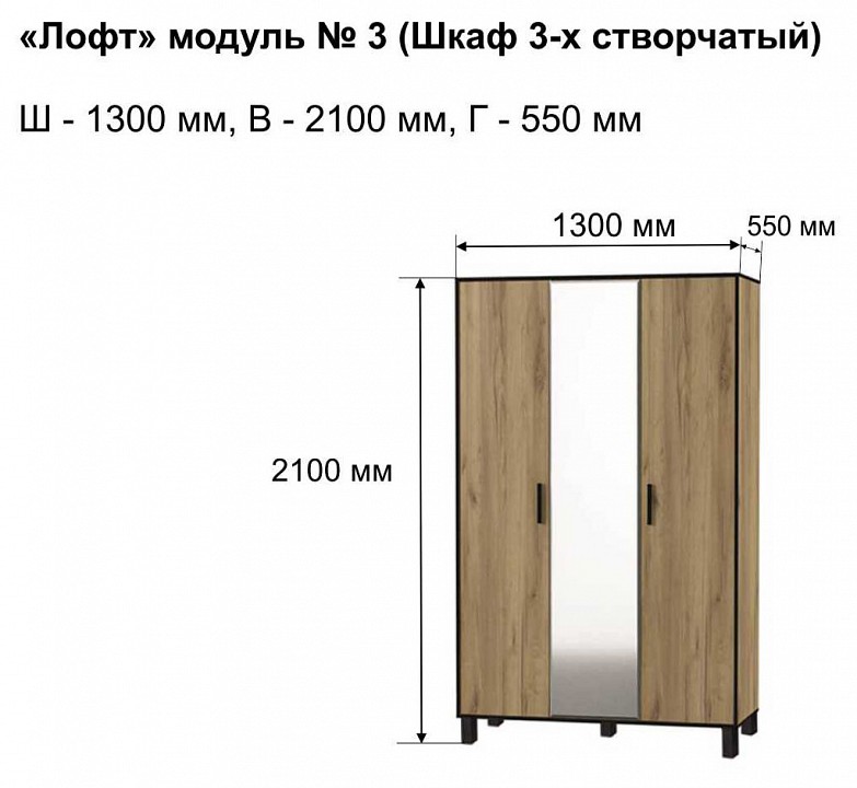 Шкаф платяной Лофт-3