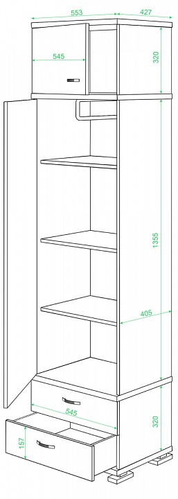 Шкаф платяной Домино КС-10