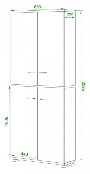 Шкаф книжный Домино ПУ-30-3