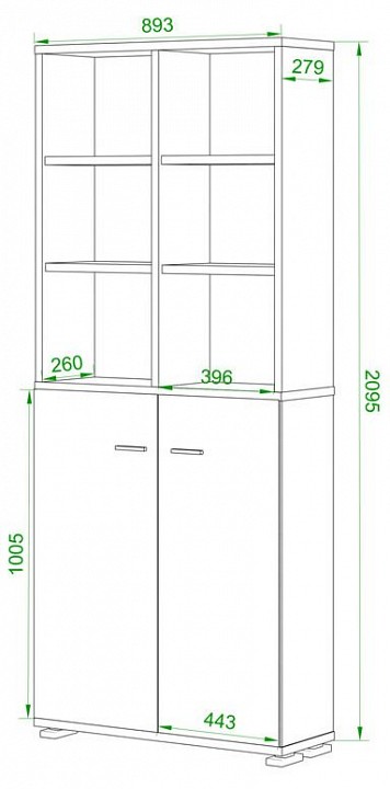 Шкаф-витрина Домино ПУ-30-4-ФС