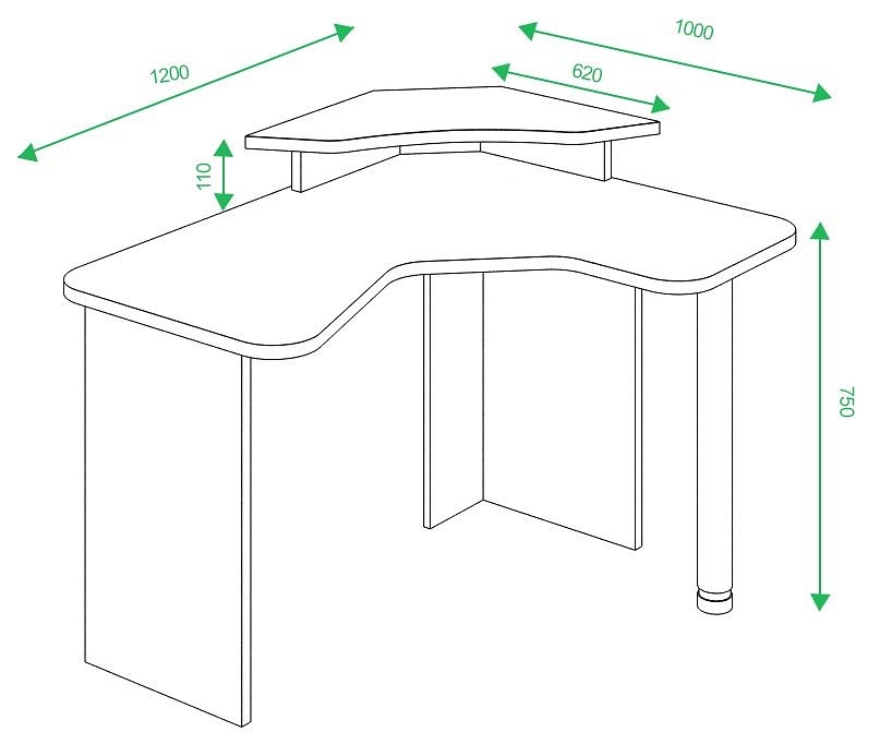 Стол компьютерный Домино lite СКЛ-ИгрУгл120-НКИЛ-УГЛ