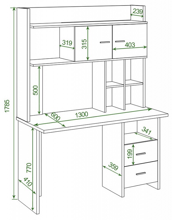 Стол компьютерный Домино lite СКЛ-Прям130Р-НКЛХ-130