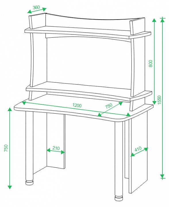 Стол компьютерный Домино lite СКЛ-Софт120-НКИЛ120