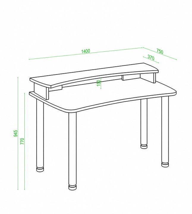 Стол компьютерный Домино Лайт СКЛ-Софт140МО-НКИЛ140