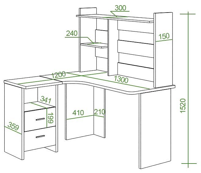 Стол компьютерный Домино lite СКЛ-Угл130-НКЛ-130