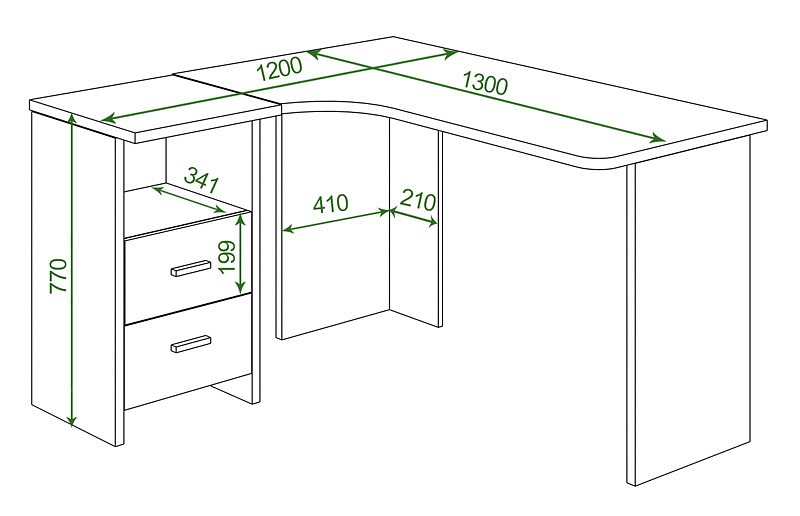 Стол письменный Нельсон lite СКЛ-Угл 130