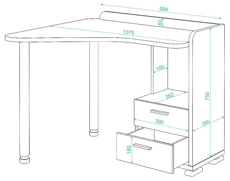 Стол письменный СКМ-55