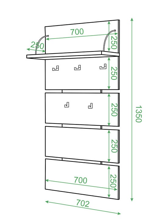 Вешалка настенная Домино нельсон СТ-50