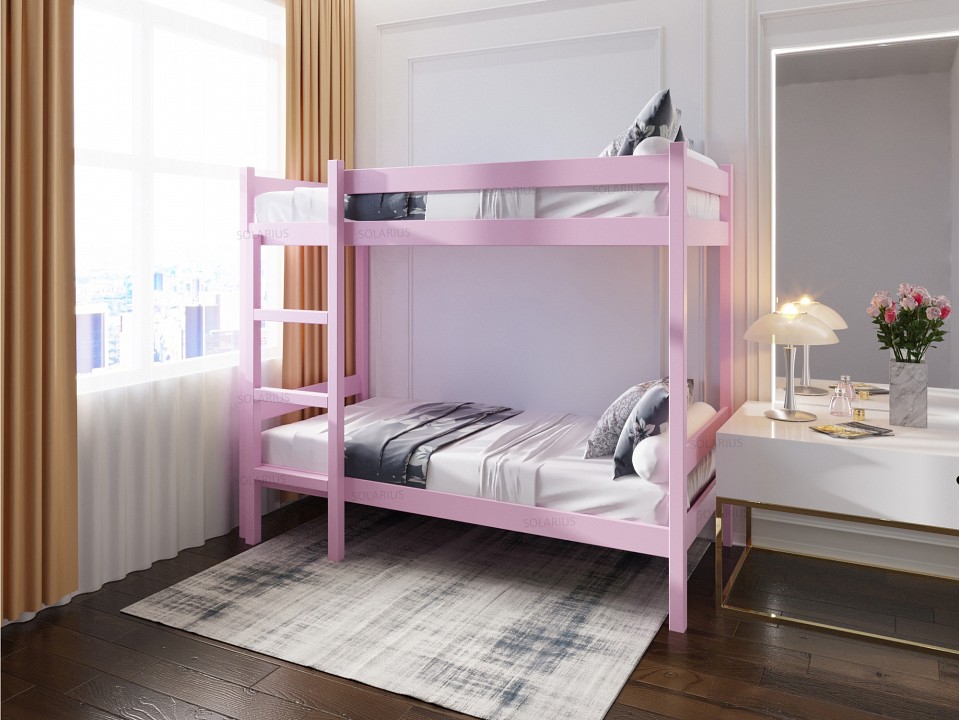 Кровать двухъярусная solarius 2000x800 розовый