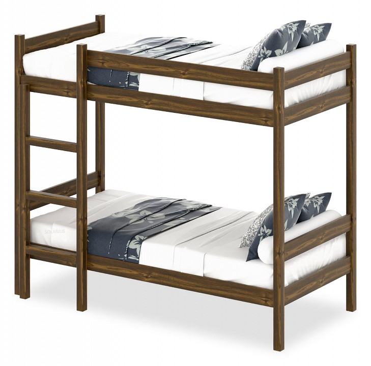 Кровать двухъярусная solarius 2000x800 темный дуб
