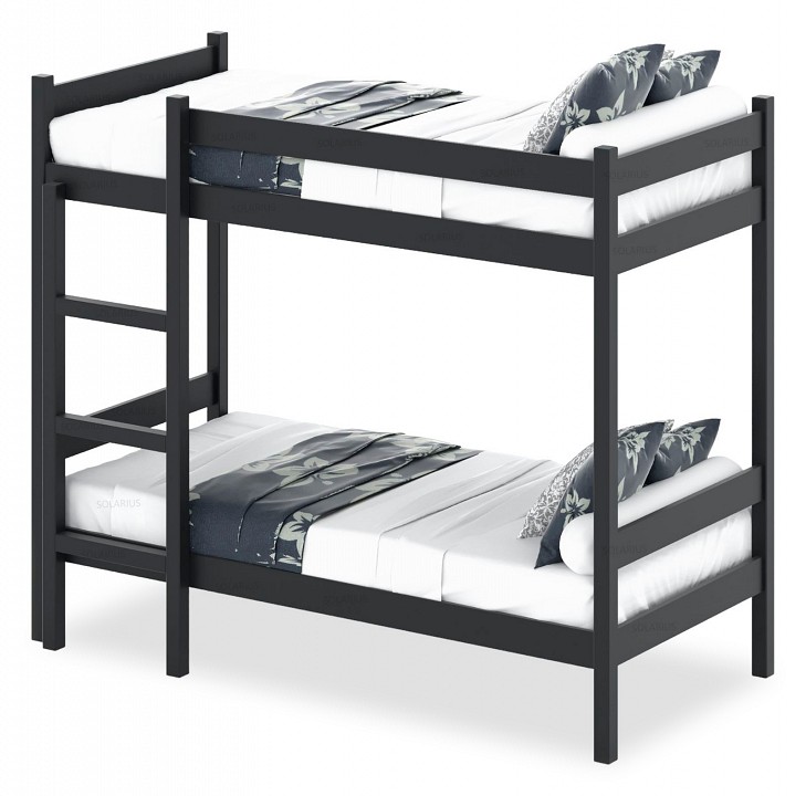 Кровать двухъярусная solarius 1900x900 антрацит